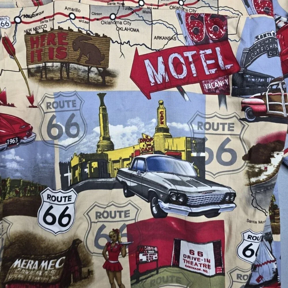 DAVID CAREY Originals Button Down Route 66 Size Medium Cotton Rayon